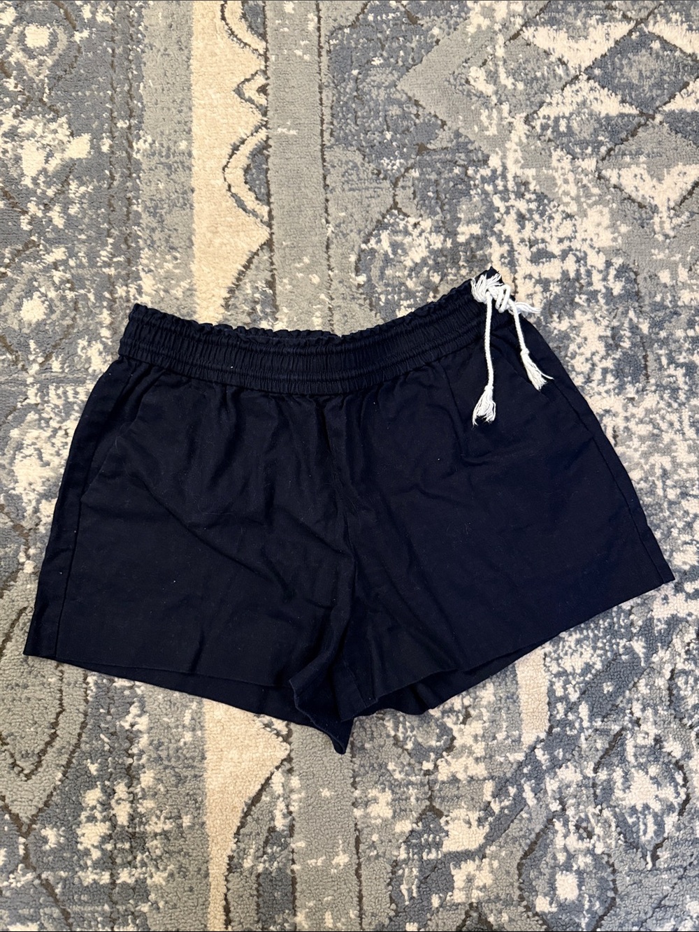 J. Crew Navy Elastic Waist Shorts with White Drawstring